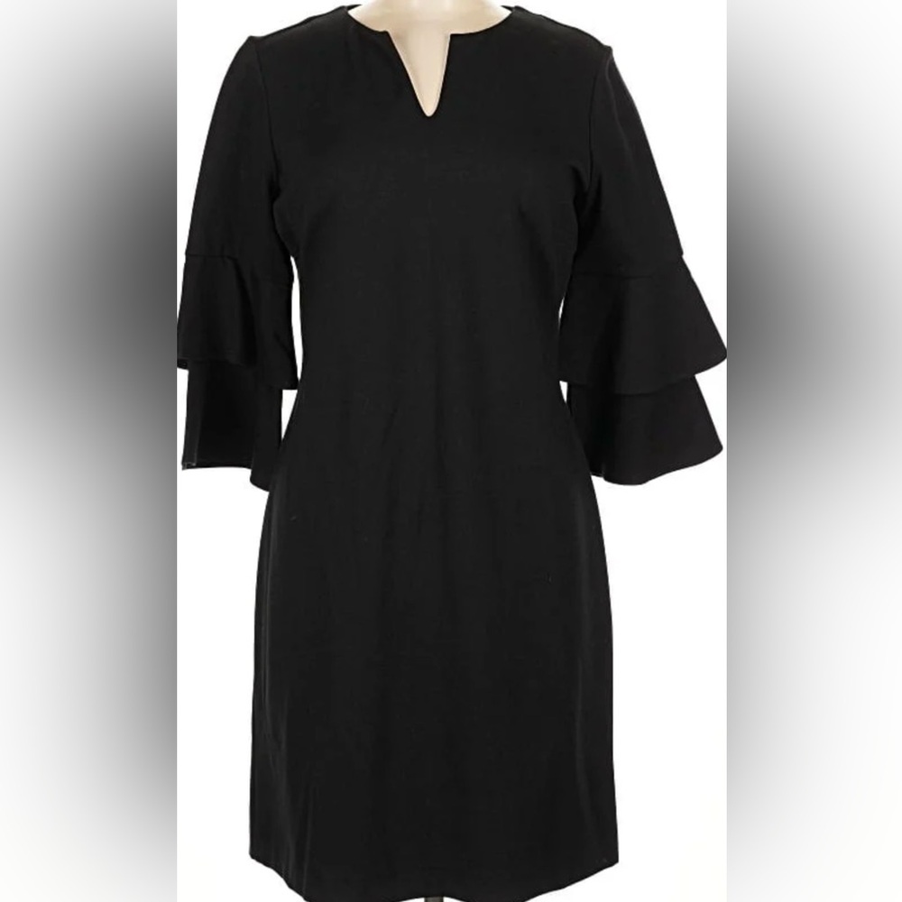 J. McLaughlin Black Long Sleeve Dress with trumpet sleeves